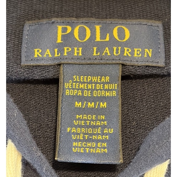 Polo Ralph Lauren Hoodie Mens Medium Blue Sleepwear Knit Lounge Pullover Graphic - Picture 2 of 7